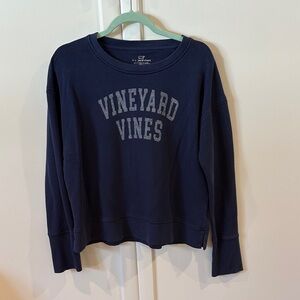 Vineyard Vines Women's Navy Sweatshirt with Gray Lettering